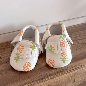 Cream Baby Walker Shoes with Pineapple Print